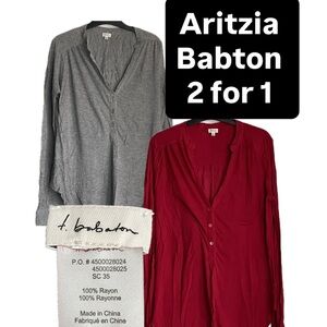 2 ARITZIA BABATON Gray and Red Blouses